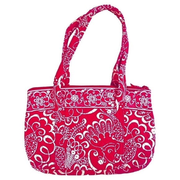 Vera Bradley Twirly Birds Mandy Shoulder Bag Purse Pink & White Swirly Floral - Picture 9 of 15